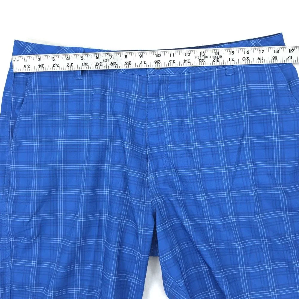Johnnie O Swim Shorts Mens 35 (36x9) Plaid Board Shorts Blue Beach Surf